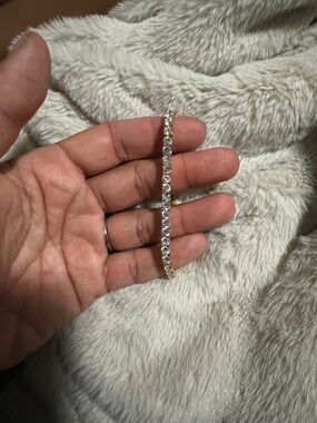 Gold-Tone Crystal Tennis Bracelet - Elegant Women's Jewelry